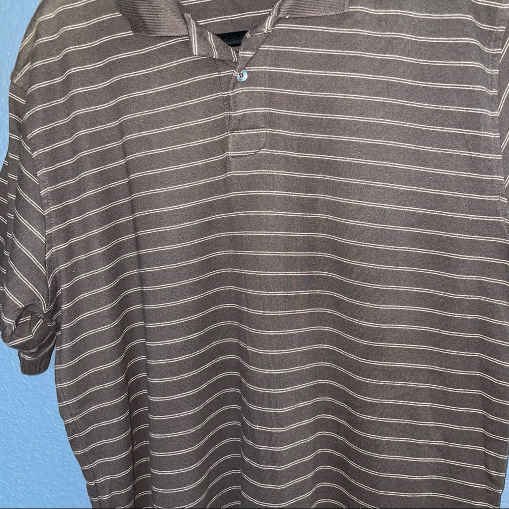 Izod golf striped polo mens size large brown short sleeve collar button top - Picture 7 of 9